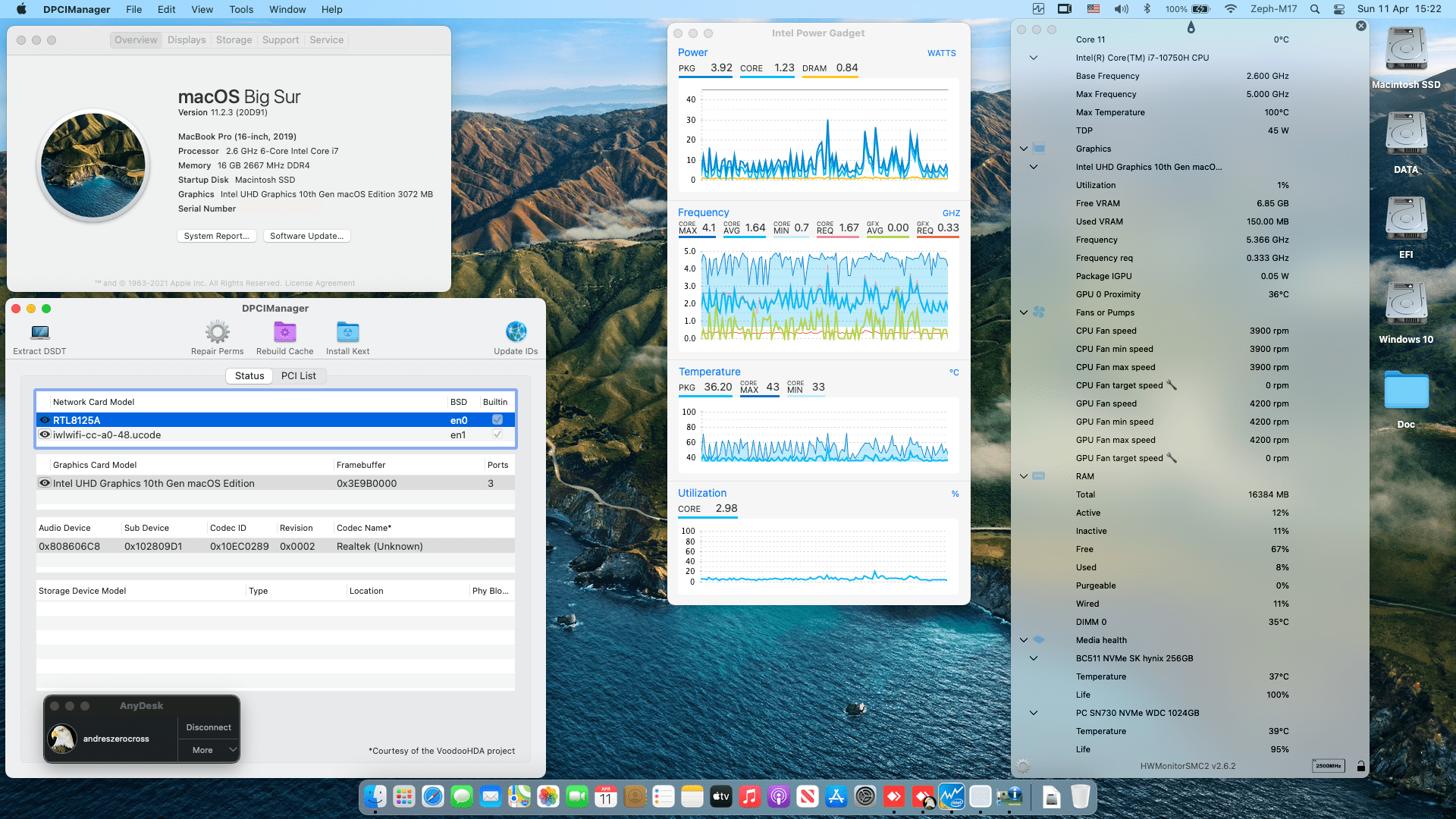 Success Hackintosh macOS Big Sur 11.2.3 Build 20D91 in Dell Alienware M17 R3